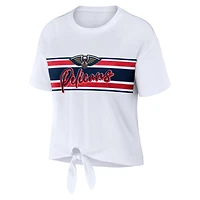 T-shirt blanc noué sur le devant des Pélicans de la Nouvelle-Orléans WEAR by Erin Andrews pour femmes