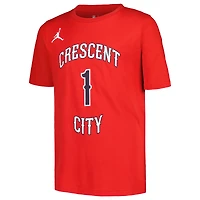 Jordan Brand Zion Williamson - T-shirt rouge New Orleans Pelicans Name & Number Statement pour jeune
