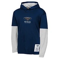 T-shirt à capuche manches longues pour jeunes New Orleans Pelicans Small Ball bleu marine