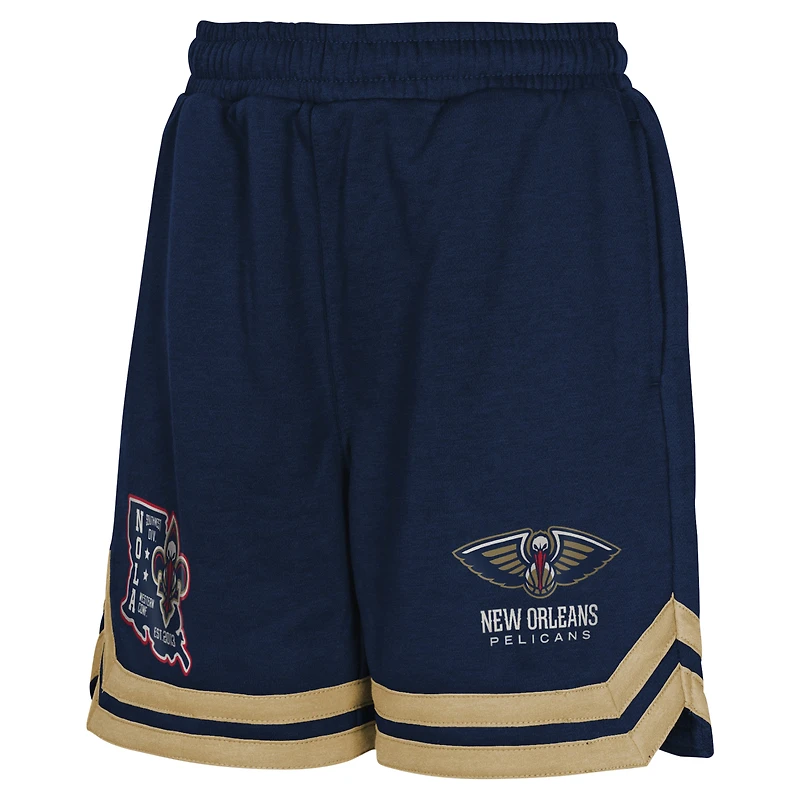 Youth Navy New Orleans Pelicans Teardrop Fleece Shorts