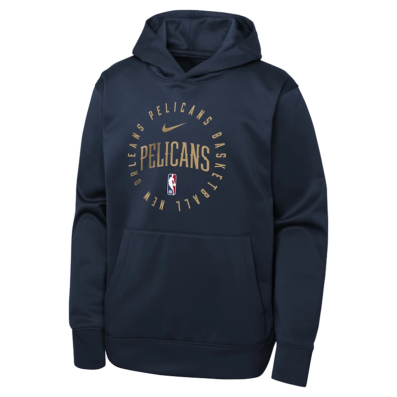 Sweat à capuche Nike Navy New Orleans Pelicans Performance Practice Spotlight pour jeunes