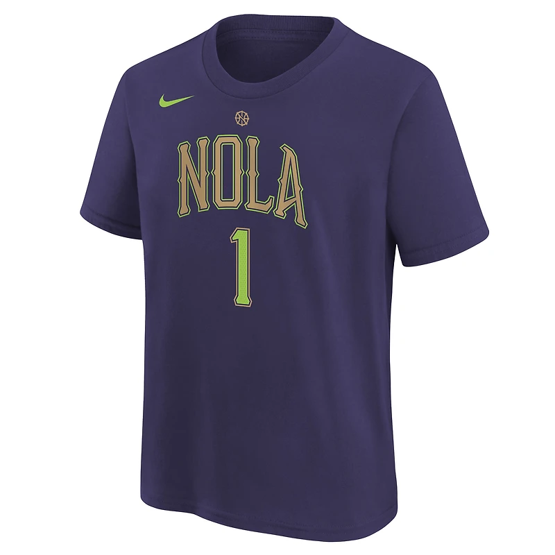 Youth Nike Zion Williamson Purple New Orleans Pelicans 2024/25 City Edition Name & Number T-Shirt
