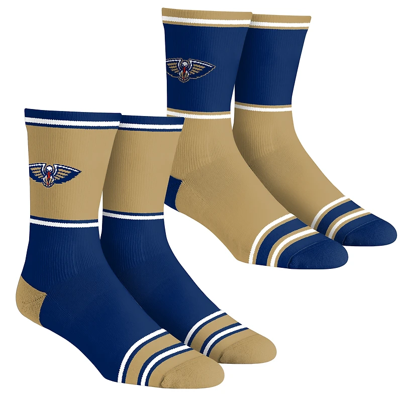 Lot de 2 paires de chaussettes à blocs de couleur pour jeunes Rock Em Socks New Orleans Pelicans