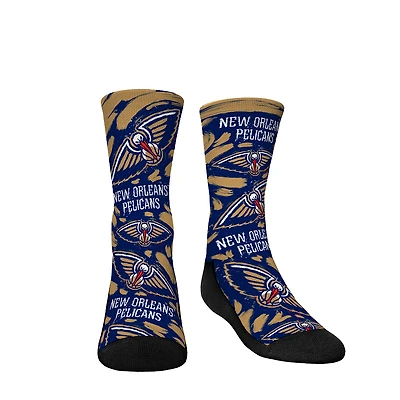 Youth Rock Em Socks New Orleans Pelicans Allover Logo & Paint Crew Socks