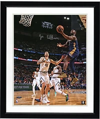 Zion Williamson New Orleans Pelicans Autographed 16" x 20" Navy Jersey Layup Vertical Photograph
