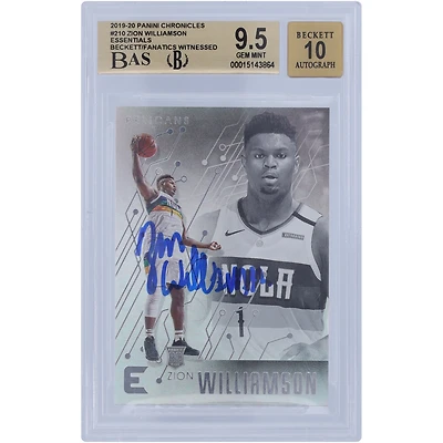 Zion Williamson New Orleans Pelicans Autographed 2019-20 Panini Chronicles Essentials #210 Beckett Fanatics Witnessed Authenticated 9.5/10 Rookie Card - 9.5/9.5/9.5/10 Subgrades