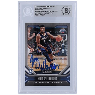 Carte de recrue authentifiée signée Zion Williamson New Orleans Pelicans 2019-20 Panini Chronicles Playbook #169 Beckett Fanatics