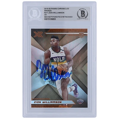 Carte de recrue authentifiée signée Zion Williamson New Orleans Pelicans Panini Chronicles XR Bronze #271 2019-20 par Beckett Fanatics