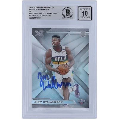 Carte de recrue Panini Chronicles XR #271 autographiée 2019-20 par Zion Williamson New Orleans Pelicans Beckett Fanatics Witnessed Authenticated 10 Rookie