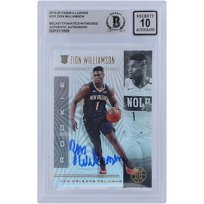 Carte de recrue autographiée de Zion Williamson (New Orleans Pelicans) 2019-20 Panini Illusions #151, certifiée par Beckett Fanatics Witnessed.