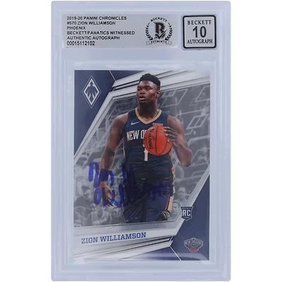 Zion Williamson New Orleans Pelicans Autographed 2019-20 Panini Phoenix 3 #570 Beckett Fanatics Witnessed Authenticated 10 Rookie Card