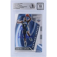 Carte de recrue 10 authentifiée 2019-20 Panini Prizm Instant Impact #2 Beckett Fanatics Witnessed de Zion Williamson New Orleans Pelicans
