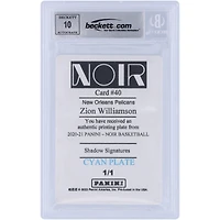 Zion Williamson New Orleans Pelicans Autographed 2020-21 Panini Noir Shadow Signatures Cyan Printing Plate #40 #1/1 Beckett Fanatics Witnessed Authenticated 10 Card 