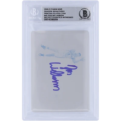 Zion Williamson New Orleans Pelicans Autographed 2020-21 Panini Noir Shadow Signatures Cyan Printing Plate #40 #1/1 Beckett Fanatics Witnessed Authenticated 10 Card