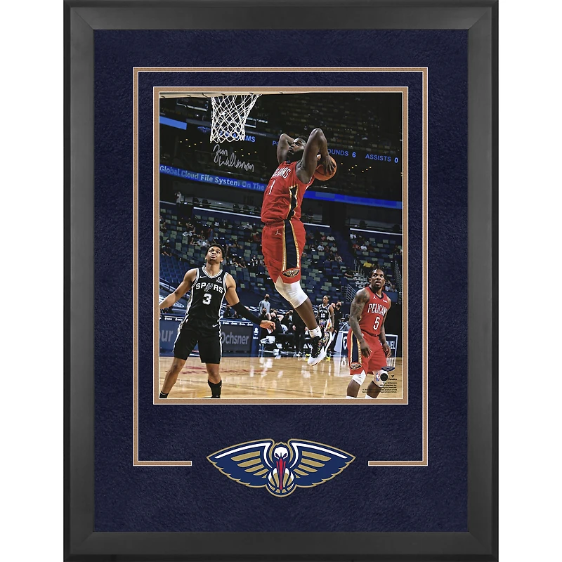 Zion Williamson New Orleans Pelicans Autographed Deluxe Framed 16'' x 20'' Dunk in Red Jersey Photograph