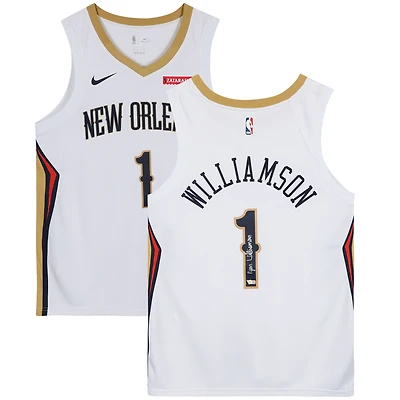 Maillot Swingman blanc Nike autographié de Zion Williamson, des Pelicans de la Nouvelle-Orléans
