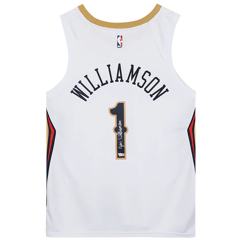 Maillot Swingman blanc Nike autographié de Zion Williamson, des Pelicans de la Nouvelle-Orléans