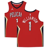 Maillot Swingman Jordan Brand rouge autographié par Zion Williamson des New Orleans Pelicans
