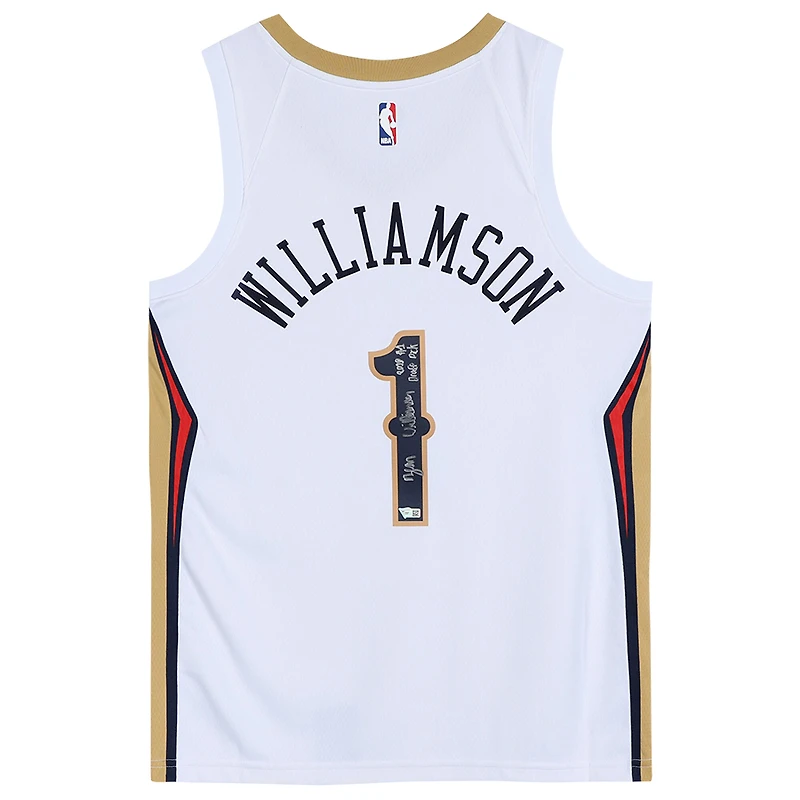 Zion Williamson New Orleans Pelicans Autographed White Nike Swingman Jersey with "2019 #1 Draft Pick" Inscription