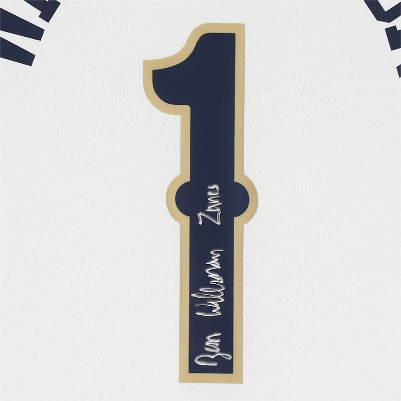 Maillot Nike Swingman blanc dédicacé par Zion Williamson des New Orleans Pelicans avec inscription « Zanos »