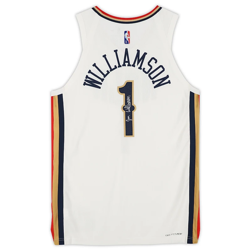 Maillot Nike Mixtape authentique autographié par Zion Williamson White New Orleans Pelicans