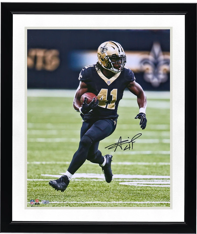 Alvin Kamara New Orleans Saints Autographed 16" x 20" Black Jersey Vertical Photograph