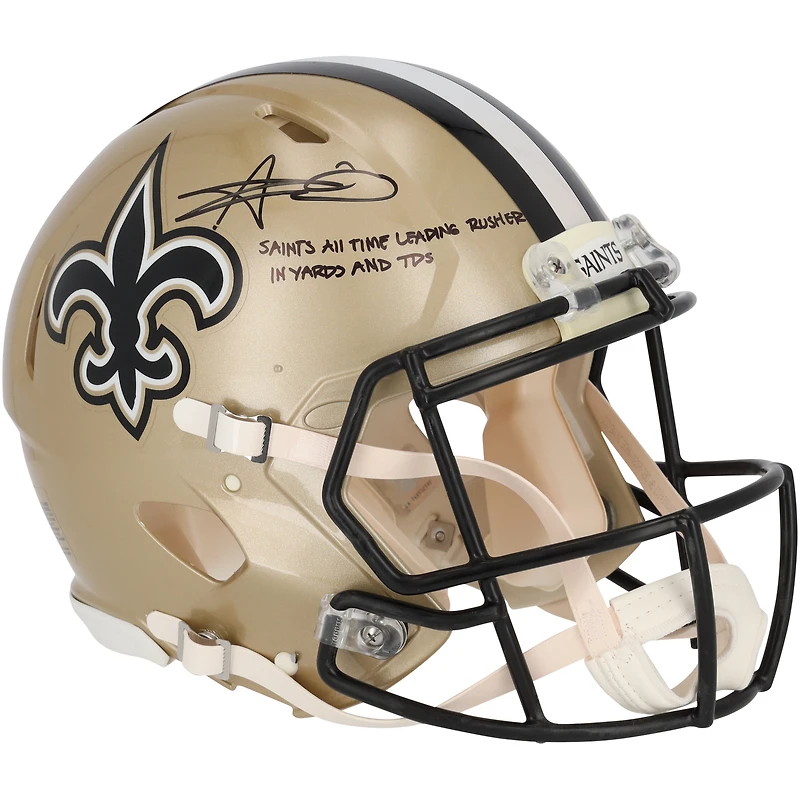 Alvin Kamara New Orleans Saints Autographed Riddell Speed Authentic Helmet with Leading Rusher Inscription - Limited Edition of 10
