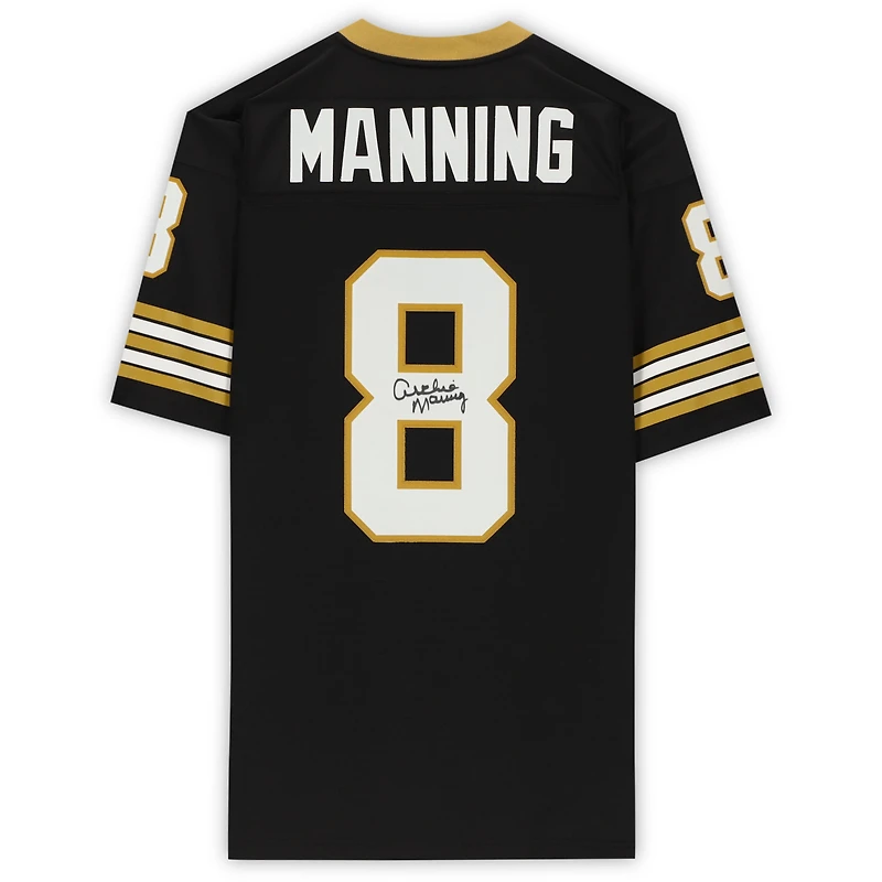 Maillot réplique noir autographié par Archie Manning des New Orleans Saints de Mitchell & Ness