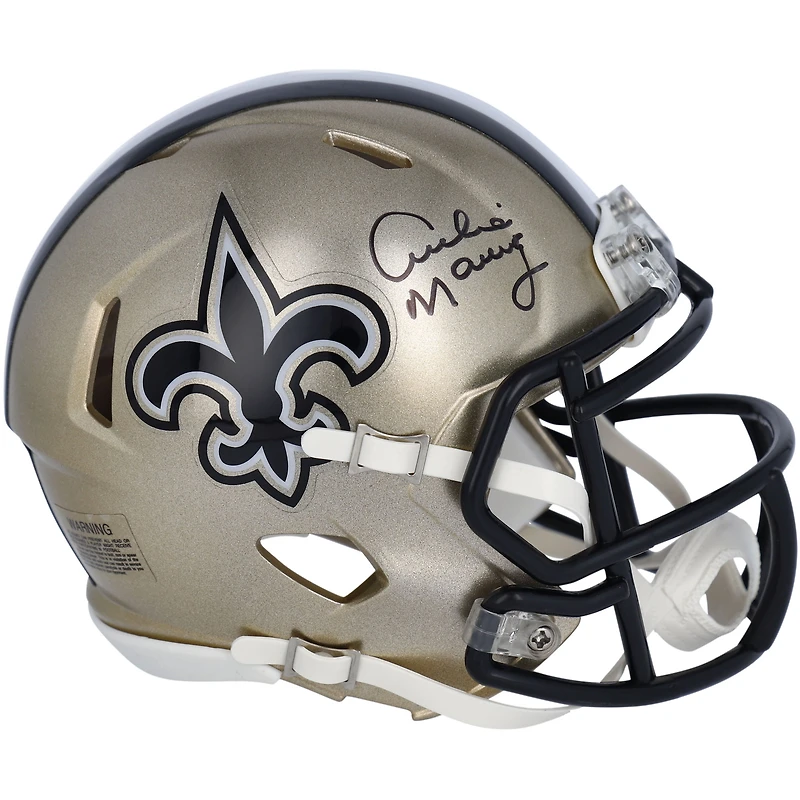 Casque Riddell Speed ​​Mini autographié par Archie Manning New Orleans Saints