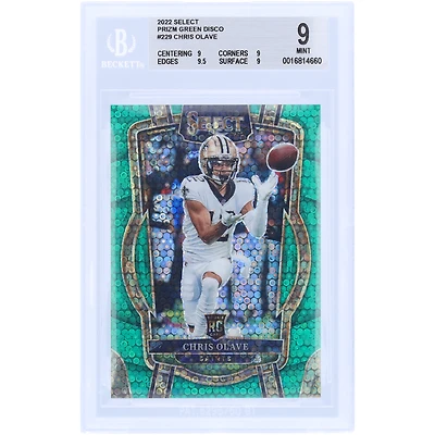 Chris Olave New Orleans Saints 2022 Panini Select Green Disco #229 #3/5 BGS authentifié 9 Rookie Card - 9,9,9.5,9 Sous-grades