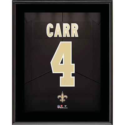 Plaque de joueur sublimée avec numéro de maillot de Derek Carr New Orleans Saints 10,5" x 13"