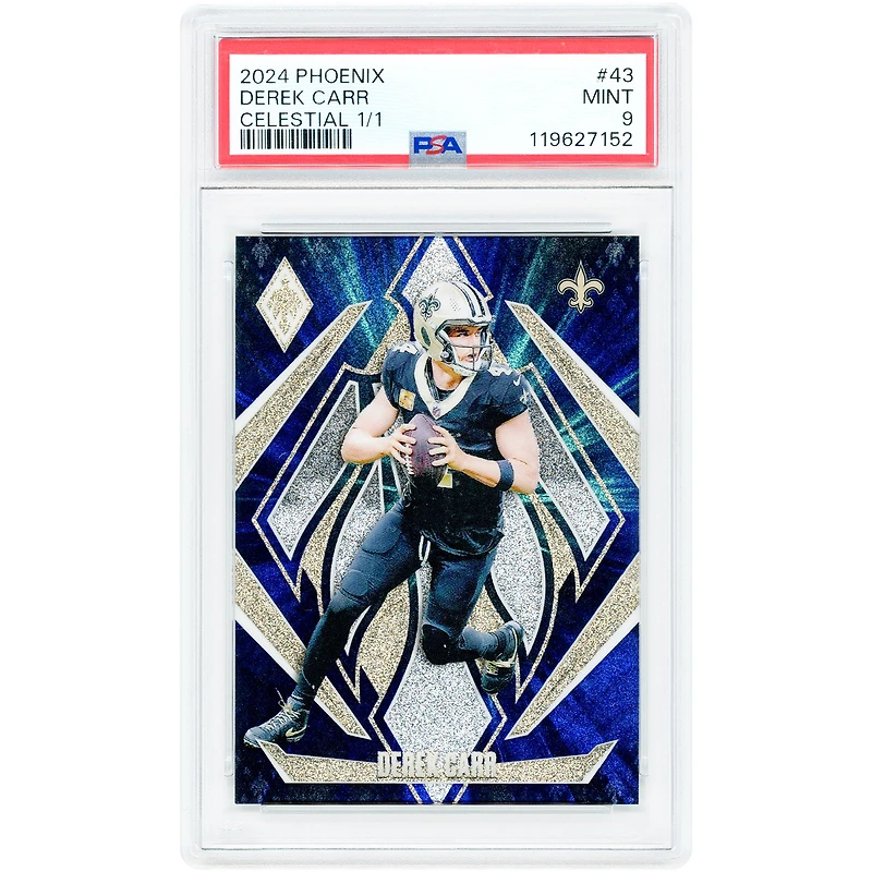 Carte Derek Carr New Orleans Saints 2024 Panini Phoenix Celestial n° 43, authentifiée PSA 9 (n° 1/1)