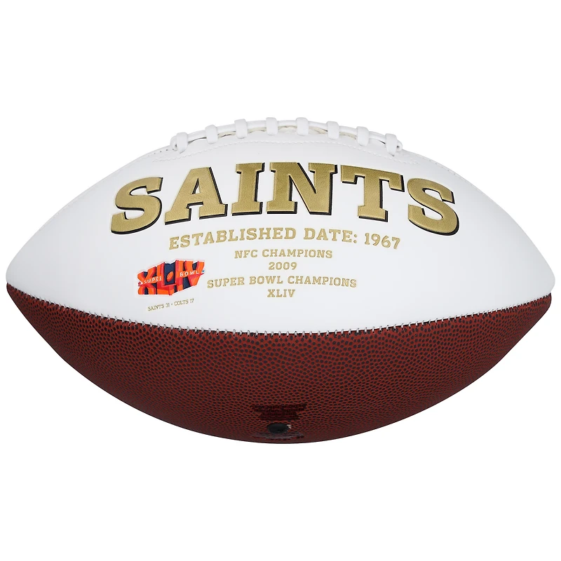 Ballon de football blanc autographié par Derek Carr des New Orleans Saints