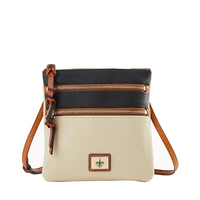 Sac bandoulière triple zip Dooney & Bourke New Orleans Saints avec logo de l'équipe à la mi-temps