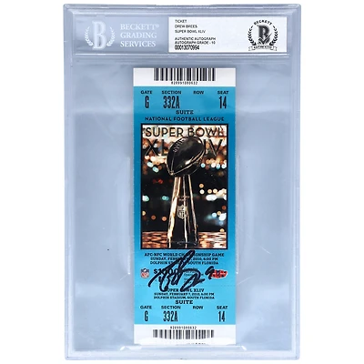 Drew Brees New Orleans Saints Autographed Super Bowl XLIV Ticket - BAS 10