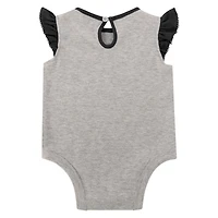 Ensemble trois pièces body, jupe et chaussons New Orleans Saints All Dolled Up pour filles gris chiné/noir