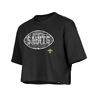 T-shirt boxy à sequins New Era noir pour fille des Saints de la Nouvelle-Orléans