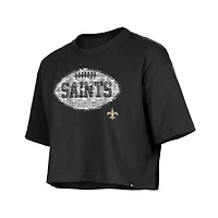 T-shirt boxy à sequins New Era noir pour fille des Saints de la Nouvelle-Orléans