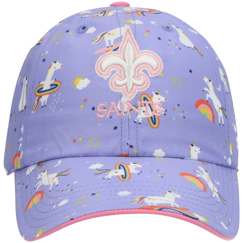 Bonnet réglable pour fille préscolaire '47 Violet New Orleans Saints Unicorn Clean Up