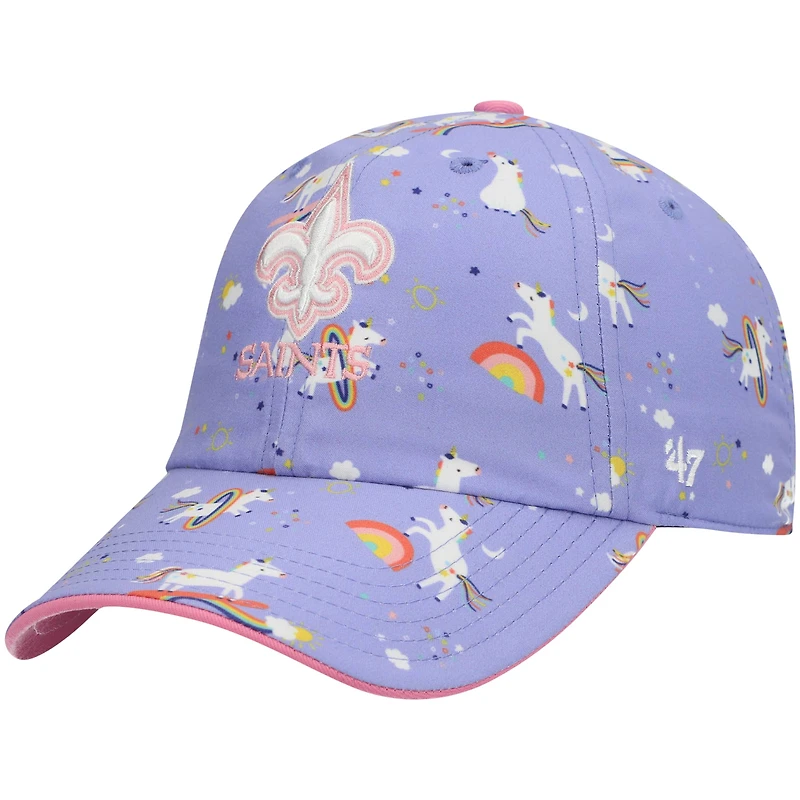 Bonnet réglable pour fille préscolaire '47 Violet New Orleans Saints Unicorn Clean Up