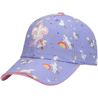 Bonnet réglable pour fille préscolaire '47 Violet New Orleans Saints Unicorn Clean Up