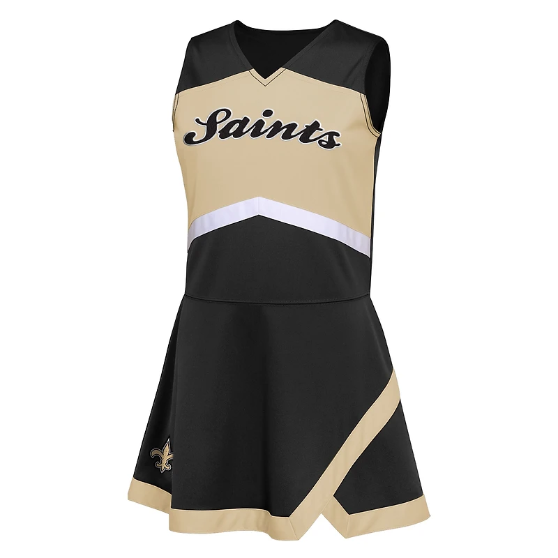 Girls Preschool Black New Orleans Saints Two-Piece Cheer Captain Jumper Dress with Bloomers Set