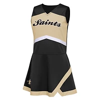 Girls Preschool Black New Orleans Saints Two-Piece Cheer Captain Jumper Dress with Bloomers Set