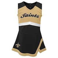 Ensemble deux pièces noir pour fille avec robe pull et culotte Bloomer Saints de la Nouvelle-Orléans tout-petit