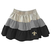 Girls Toddler Wes & Willy Gray/Black New Orleans Saints Sleeveless Full-Zip Hoodie Three Tier Skirt Set