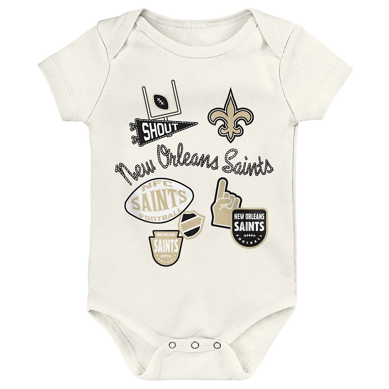 Infant & Newborn Outerstuff New Orleans Saints Littlest Player Three-Piece Bodysuit Set