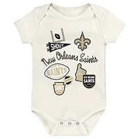 Infant & Newborn Outerstuff  New Orleans Saints Littlest Player Three-Piece Bodysuit Set