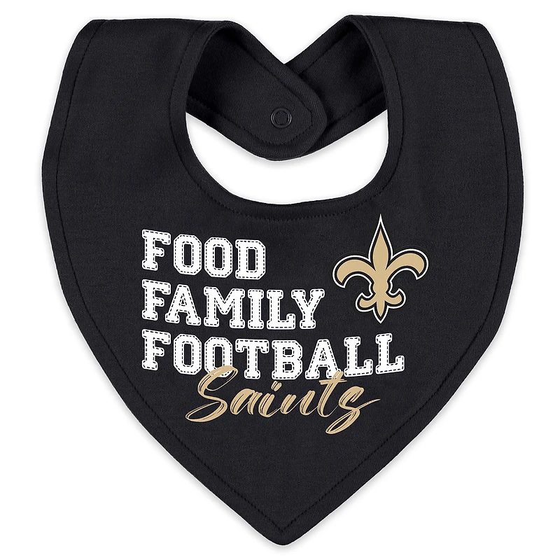 Vêtements pour bébés et nouveau-nés par Erin Andrews Ensemble pyjama bavoir à fermeture éclair complète le sommeil jeu des Saints de la Nouvelle-Orléans