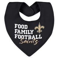 Vêtements pour bébés et nouveau-nés par Erin Andrews Ensemble pyjama bavoir à fermeture éclair complète le sommeil jeu des Saints de la Nouvelle-Orléans