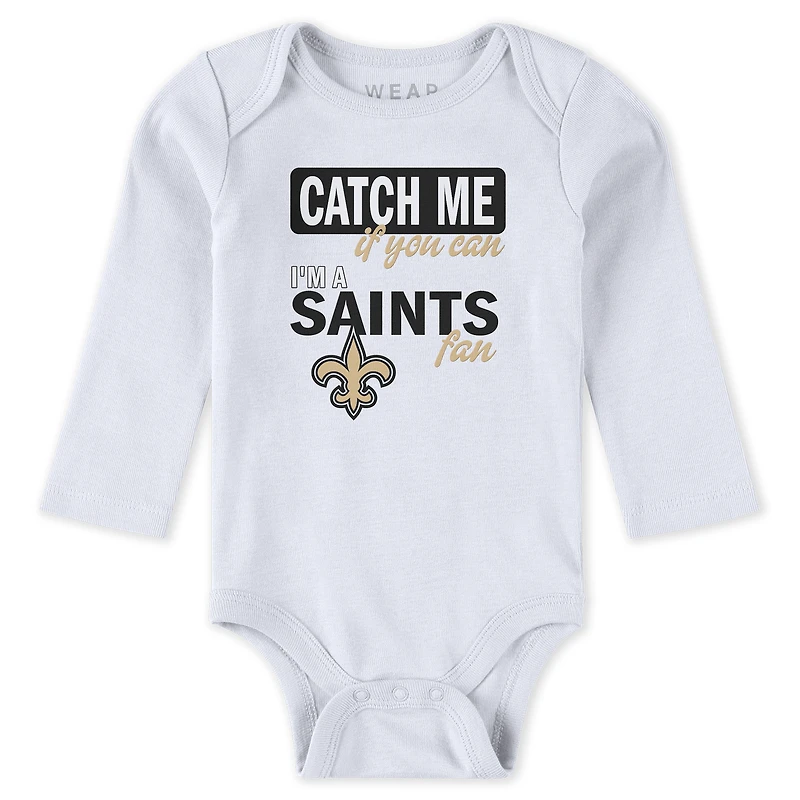 Infant & Newborn WEAR by Erin Andrews New Orleans Saints Three-Piece Turn Me Around Bodysuits Pant Set
